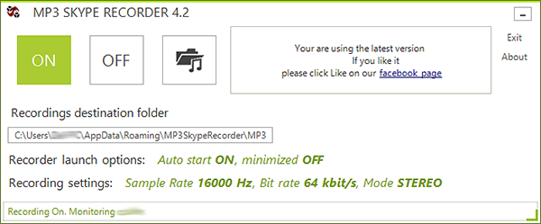 MP3 Skype Recorder screen shot