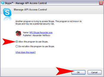 Skype authorization for MP3 Skype Recorder