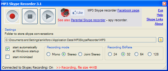 MP3 Skype automatic recording